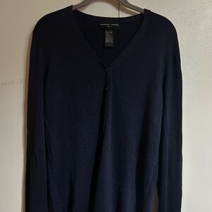 August Silk Deep Blue Cardigan. Fine ribbed knit. Perfect condition.